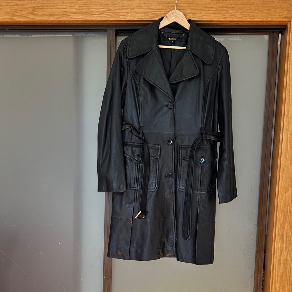 DKNY Lamb Leather Trench Jacket